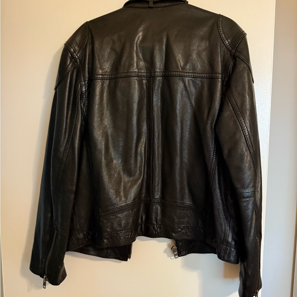 Men's Black Leather Jacket - Picture 2 of 8